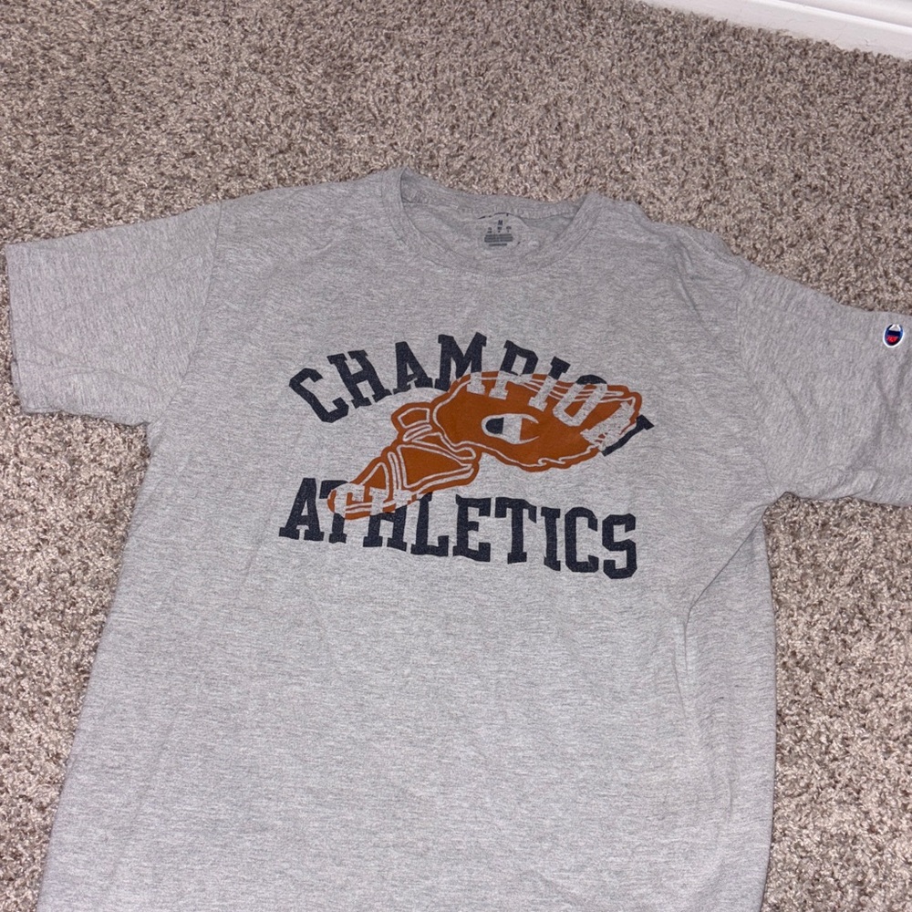Champion Gray Short Sleeve Tee with Brown and Black Logo